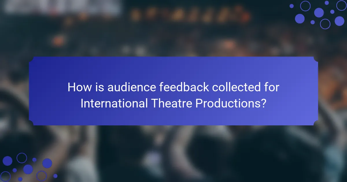 How is audience feedback collected for International Theatre Productions?