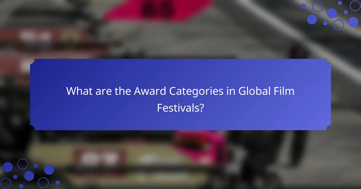 What are the Award Categories in Global Film Festivals?