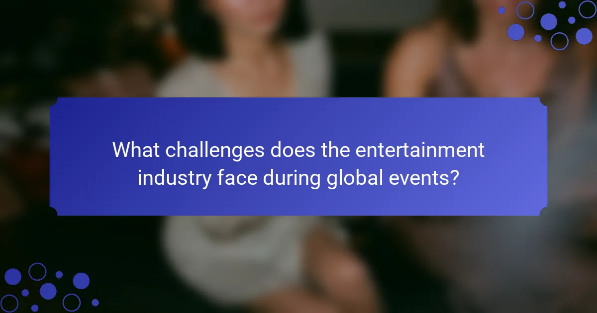 What challenges does the entertainment industry face during global events?
