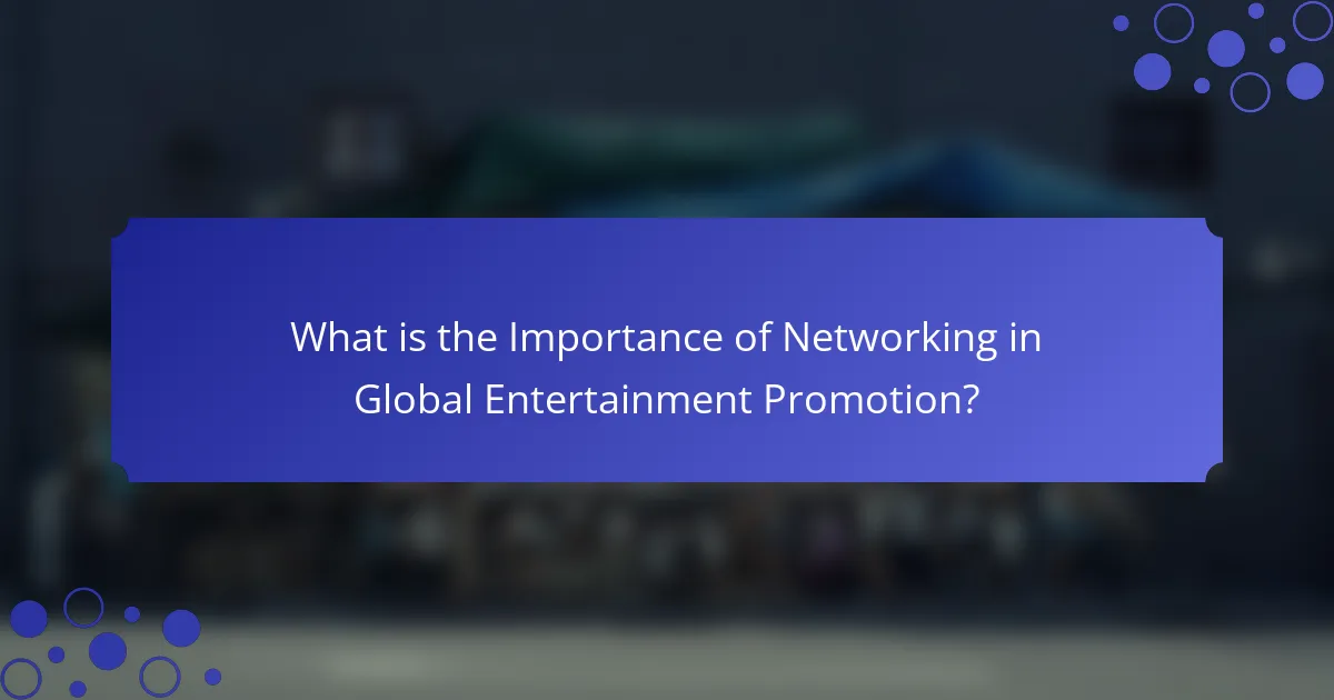 What is the Importance of Networking in Global Entertainment Promotion?