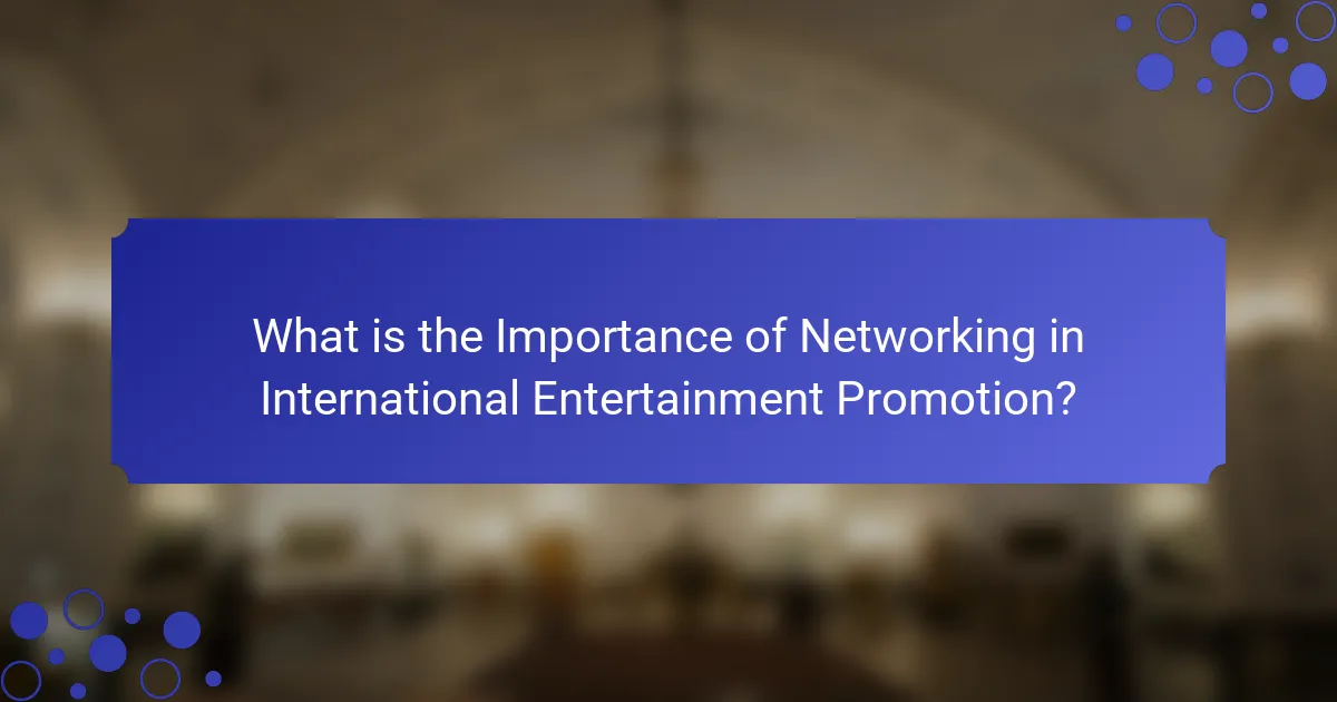 What is the Importance of Networking in International Entertainment Promotion?