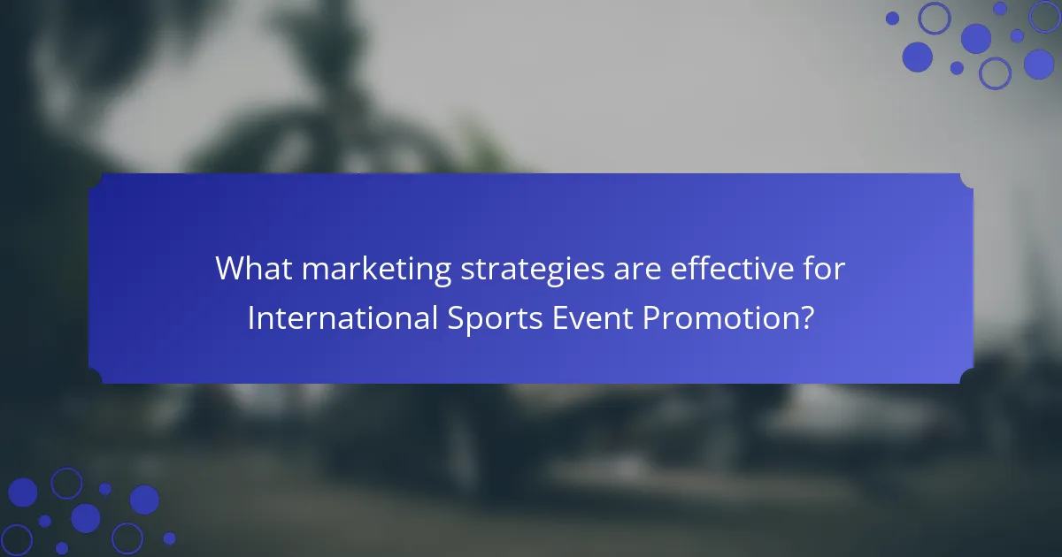 What marketing strategies are effective for International Sports Event Promotion?